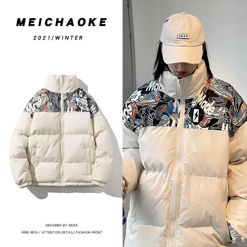 

Russian Winter Coat Men Varsity Hip Hop Streetwear PU Leather Waterproof Parka Man Windbreak Thick Warm Couples Bomber Jacket