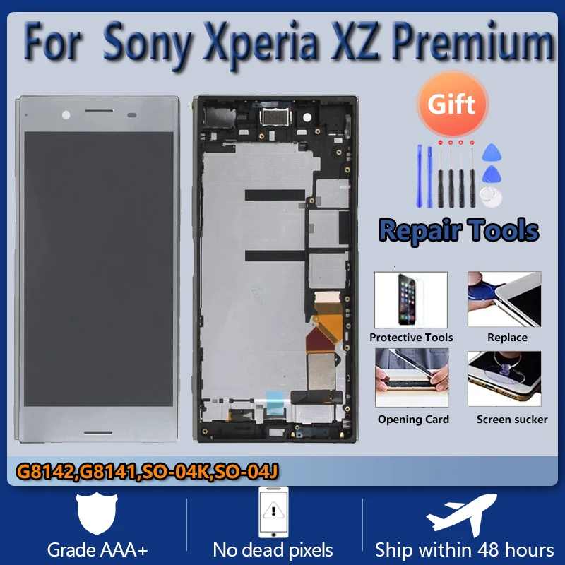 

For Sony Xperia XZ Premium LCD screen assembly with front case touch glass,With repair parts LCD Display Black Silver Pink OEM