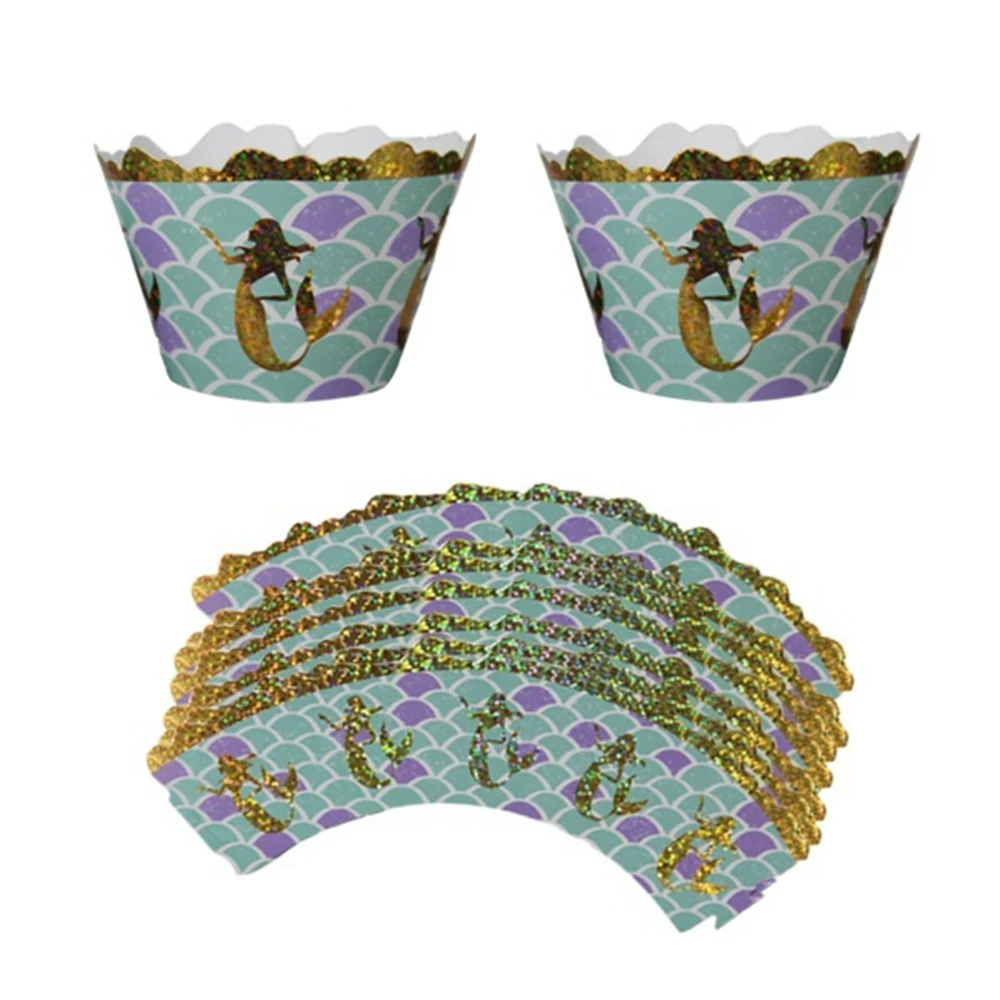 12 шт./компл. обертки для капкейков с принтом русалки будущей матери