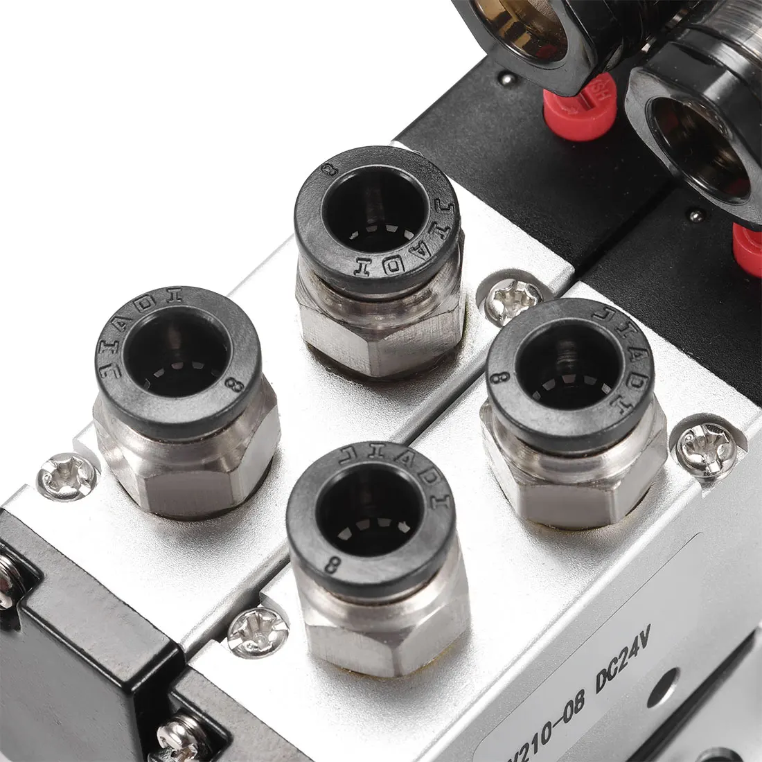 

uxcell 1 Pcs DC 24V 5 Way 2 Position BSPT 1/4-inch, Pneumatic Solenoid Valve with 2F Base, Red Light, 4V210-08