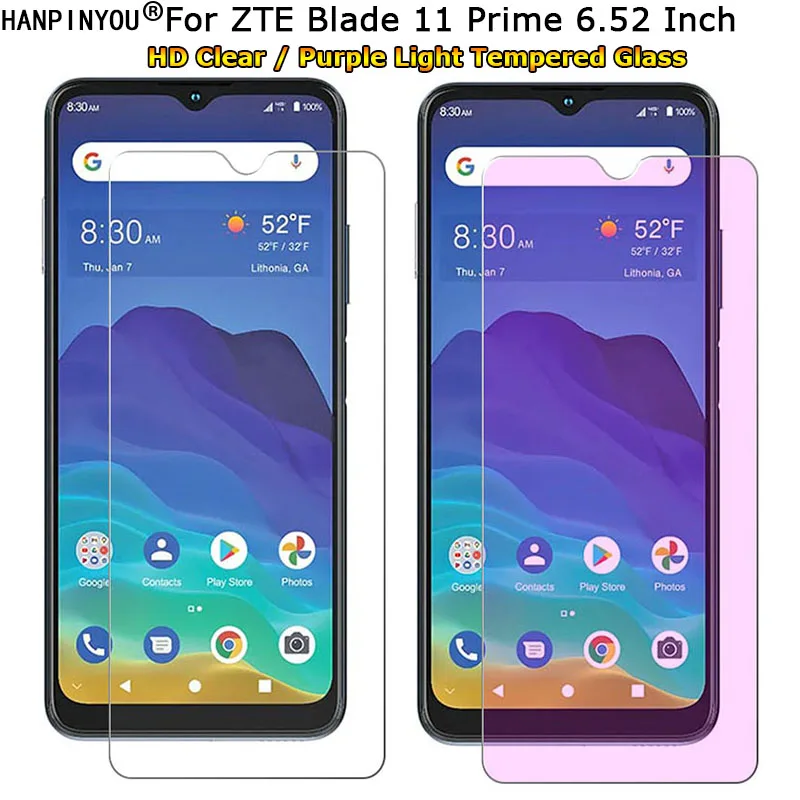 

Для ZTE лезвия 11 Prime 6,52 "Защита Синий Фиолетовый светильник луч глаз Уход закаленное Стекло с уровнем твердости 9H Экран защитная пленка