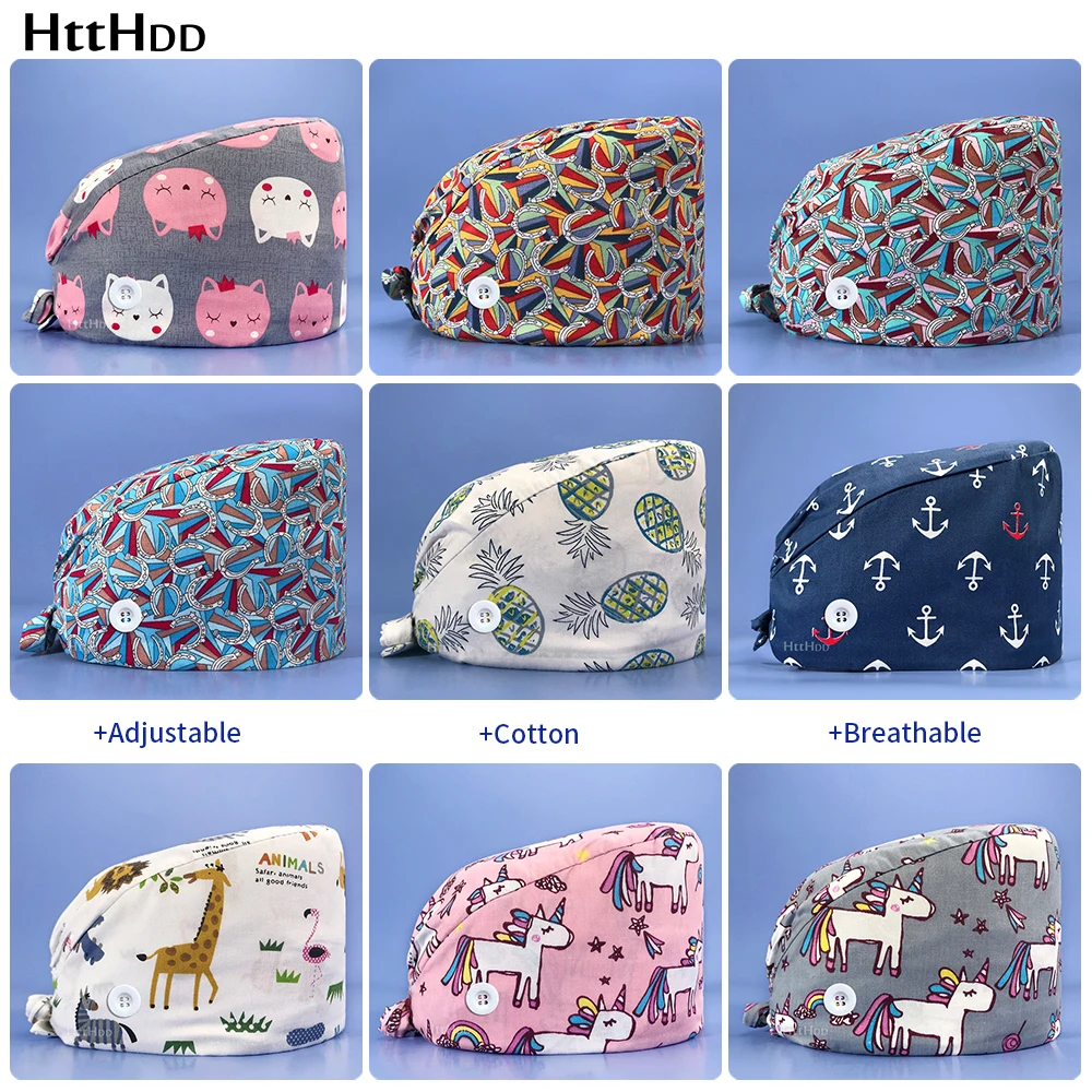 

Кепка унисекс htthdd, хлопковая Регулируемая Шапочка для врачей и медсестер, аксессуары для шеф-повара, для лаборатории и работы