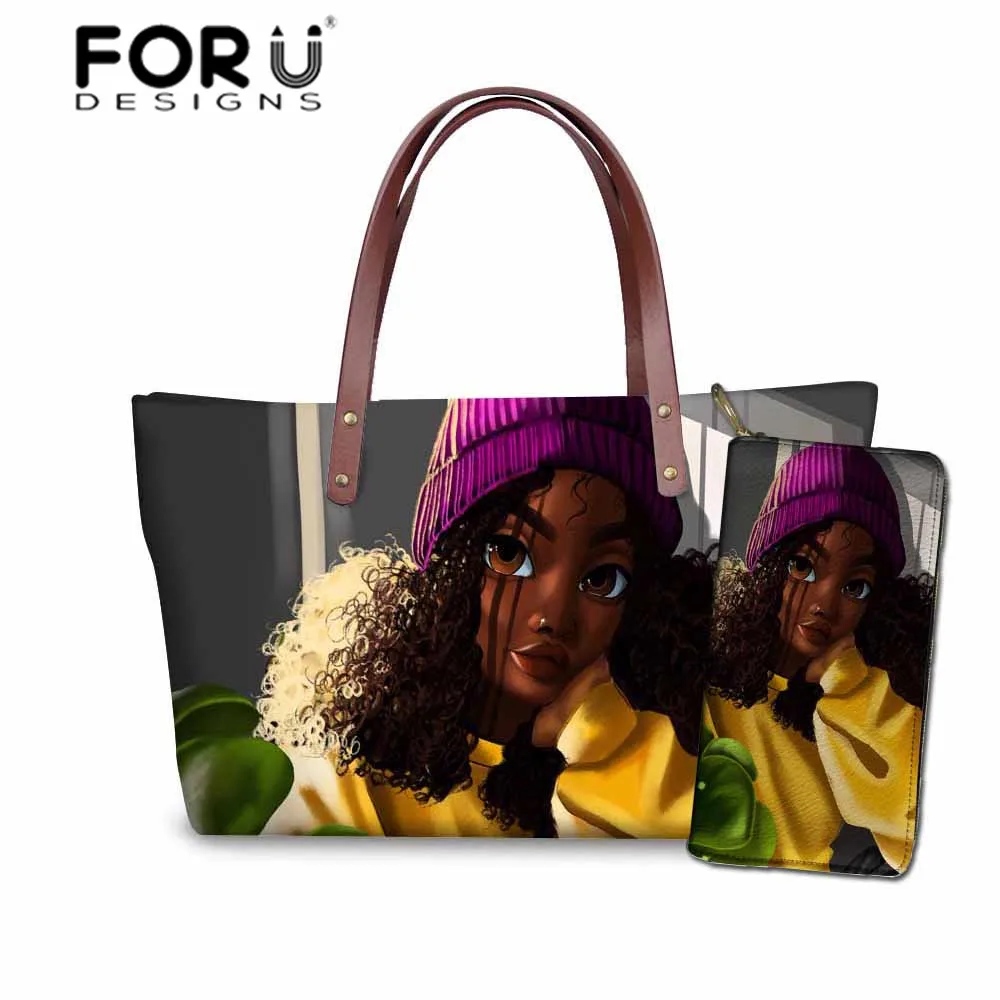 FORUDESIGNS ручная сумка тоут черная женская в африканском стиле дамские сумочки 2