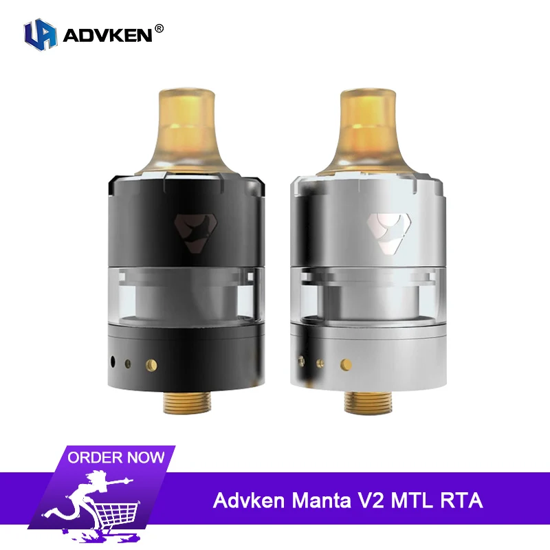 Оригинальный Advken Манта V2 MTL RTA 2 мл Ёмкость 22 мм Vape танк с защитой от проливания