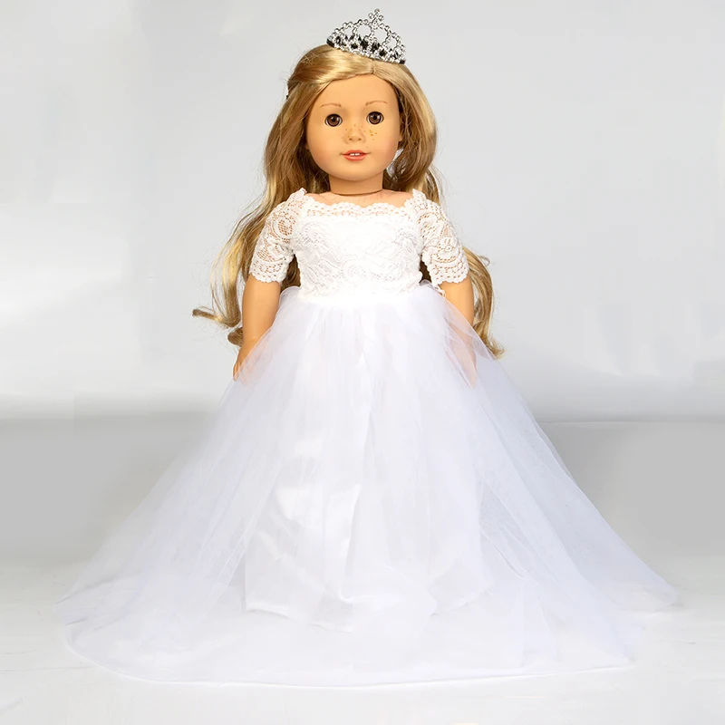 Elegant White Wedding Dress For American Girl Doll 18 inch D