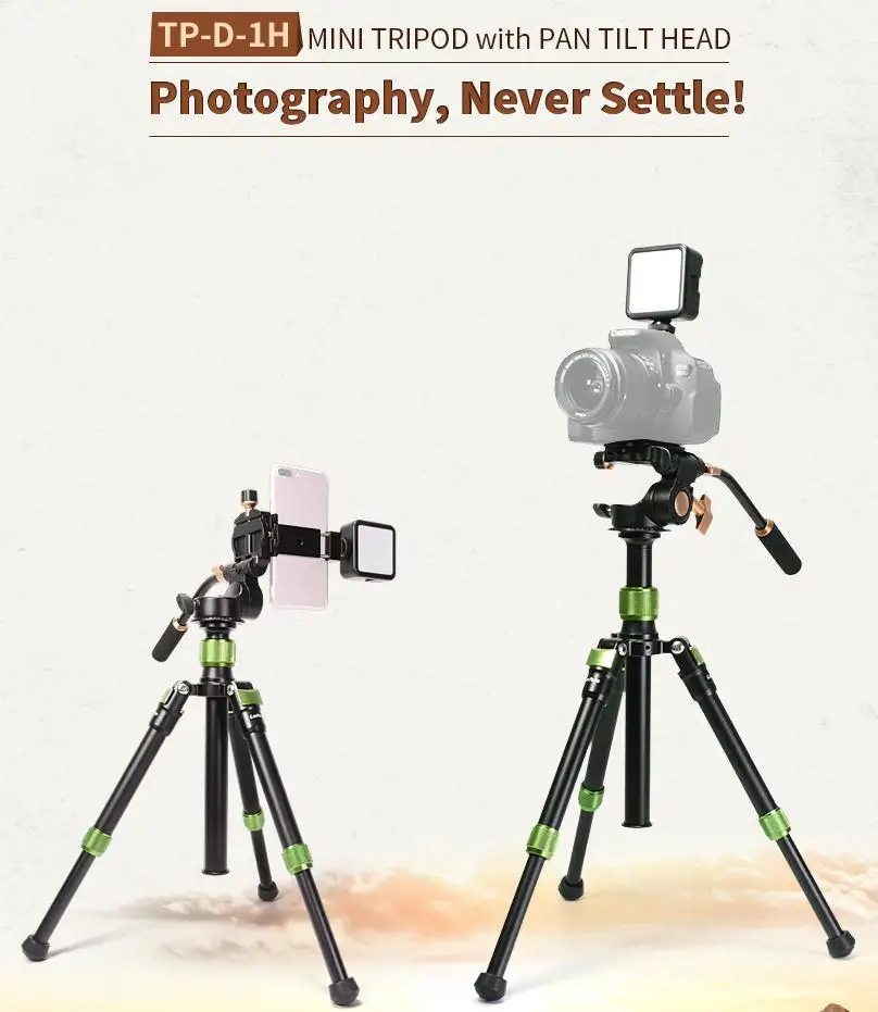 

Lanparte Desktop Mini Tripod with Adjustable Pan Tilt Head with Fill Light