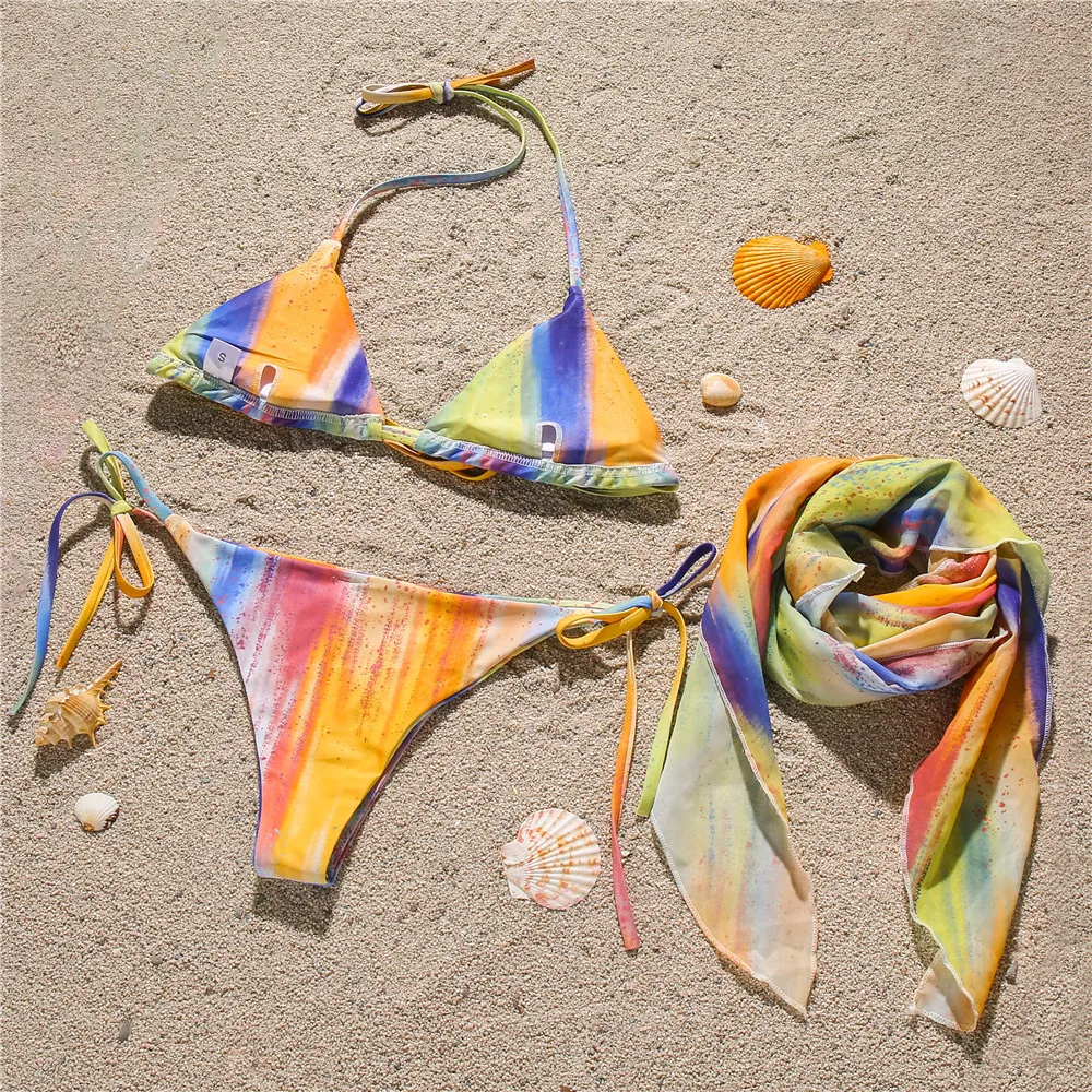 

New Arrive 2021 Style Swimsuit Women 3 Piece Diamond Sexy Strappy Bikini Ladies Beach Party Skirt Swimwear