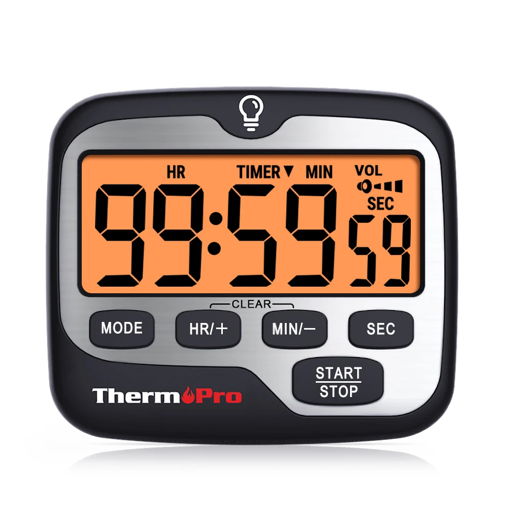 Цифровой кухонный таймер ThermoPro TM01 часы с большим дисплеем подсветкой обратного