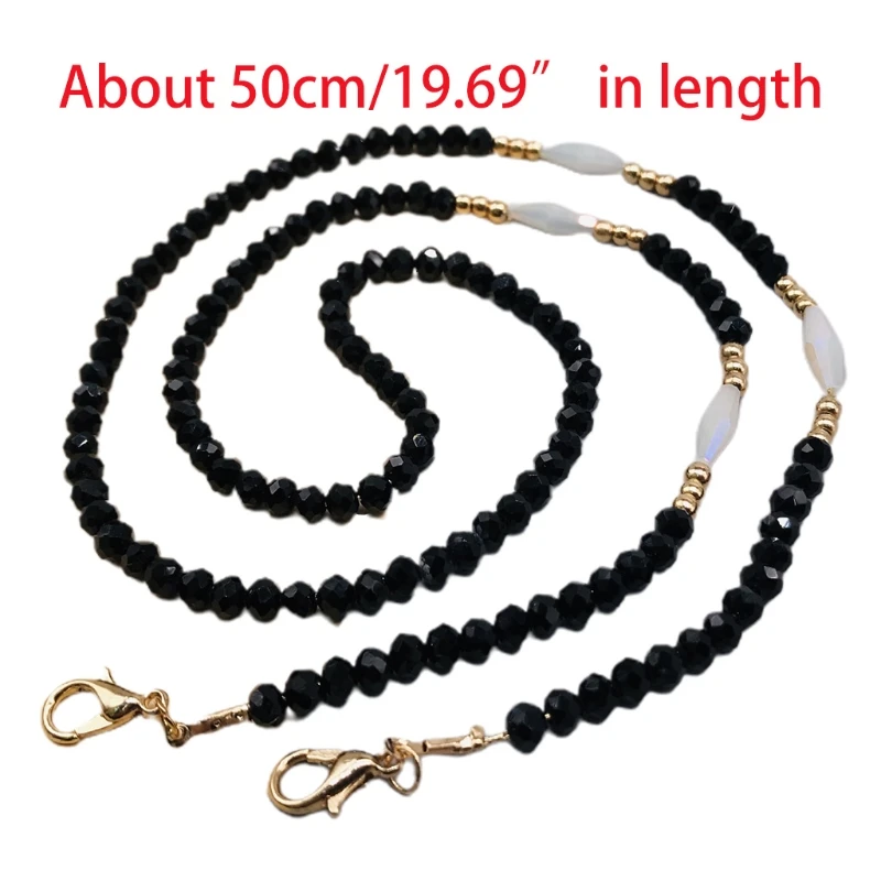 

Braided Faux Crystal Face Mask Chain Lanyard Eyeglass Holder Beaded Necklace