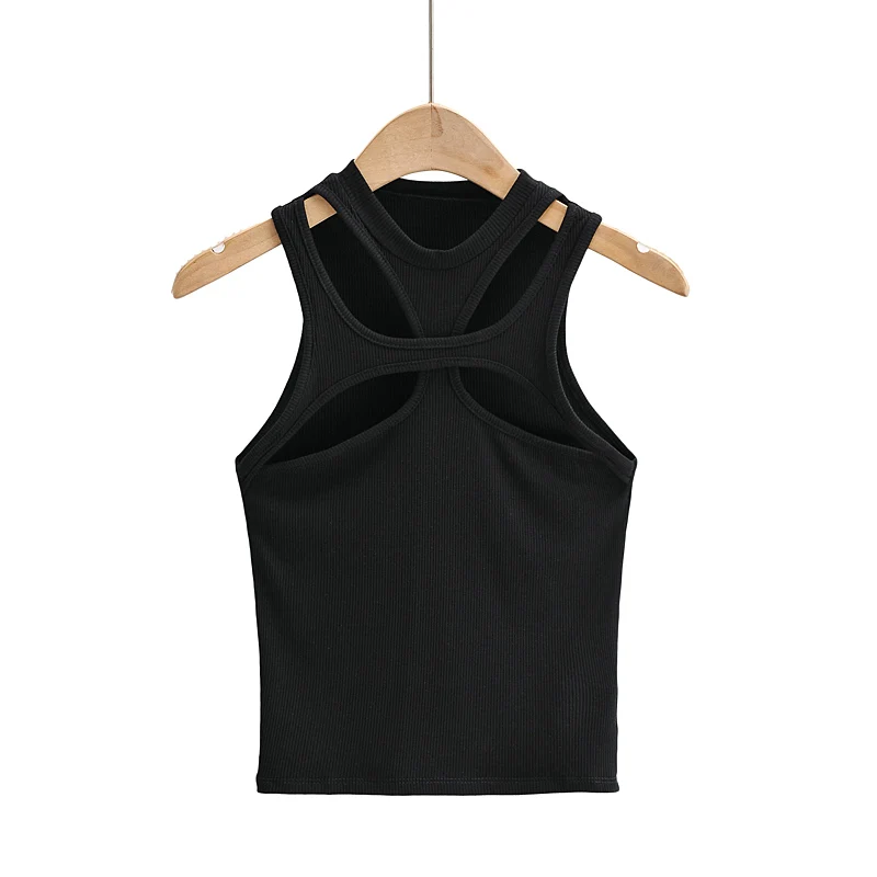 Жилет женский трикотажный с коротким рукавом асимметричный однотонный | Женская