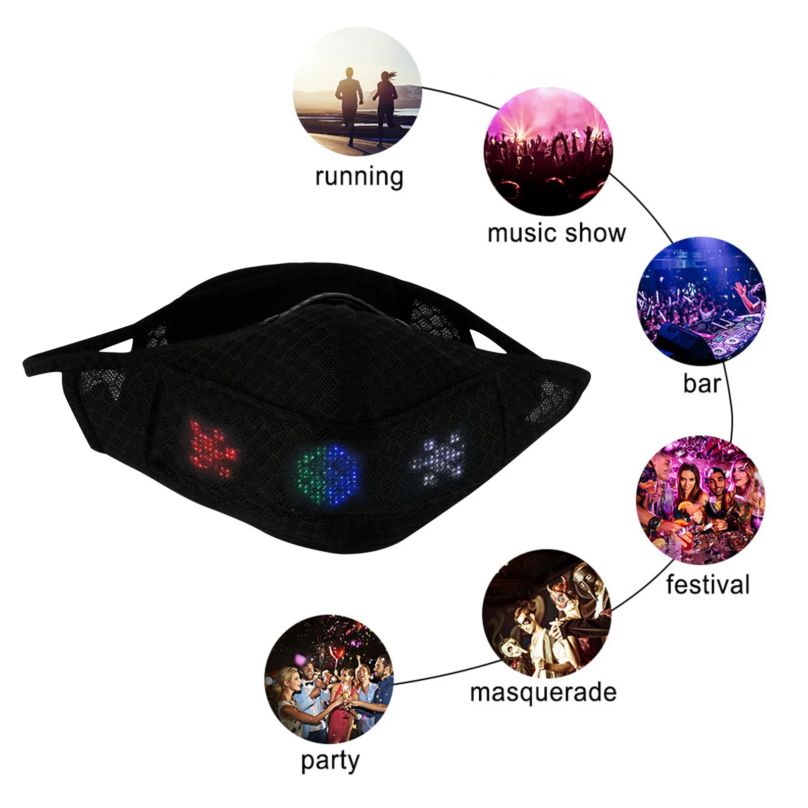 

Headband Mask LED Voice-Activated Luminous Mask Mask Masquerade Festival Party Face Mask 1/2/3/5PC mondkapjes maseczki Maski