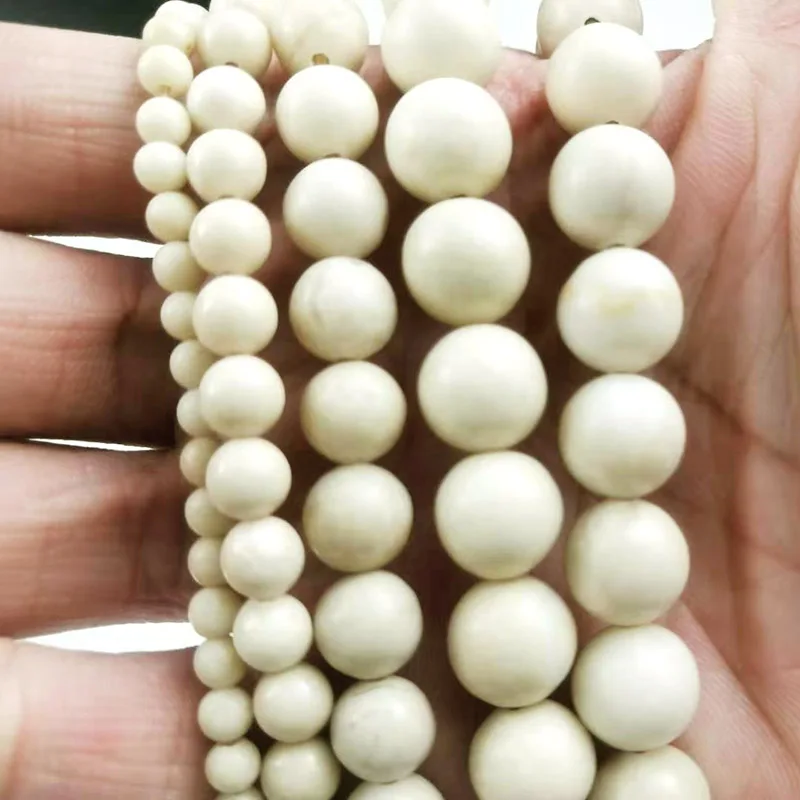 HGKLBB Rice white Natural Stone Ancient Fossils Round Spacer Loose Beads For Jewelry making 6/8/10MM DIY Bracelet Accessories | Украшения и