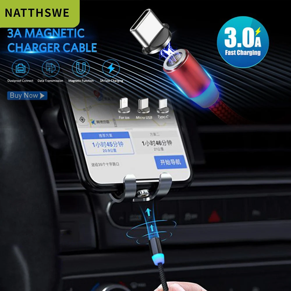 NATTHSWE Magnetic USB Cable Fast Charging Type C for ios Magnet Charger Data Charge Micro Mobile Phone |