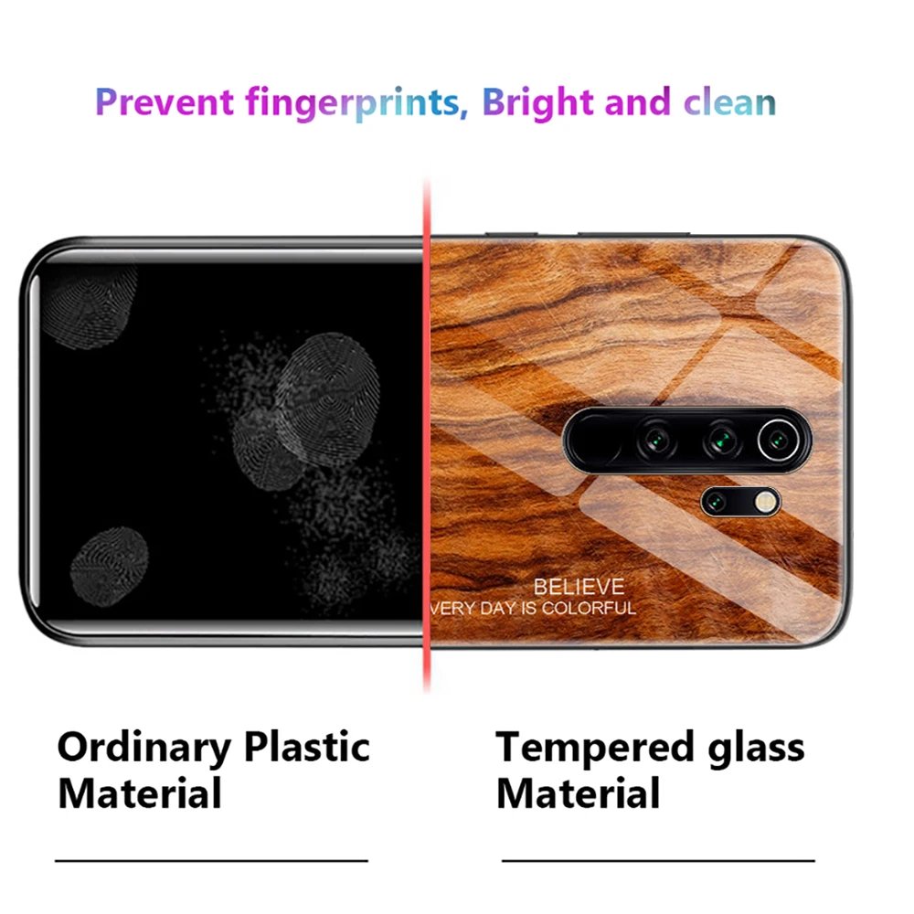 Glass Case For Xiaomi Redmi Note 8 Pro 7 6 K20 5 Wood Grain Patteren Mi 9T 9t |