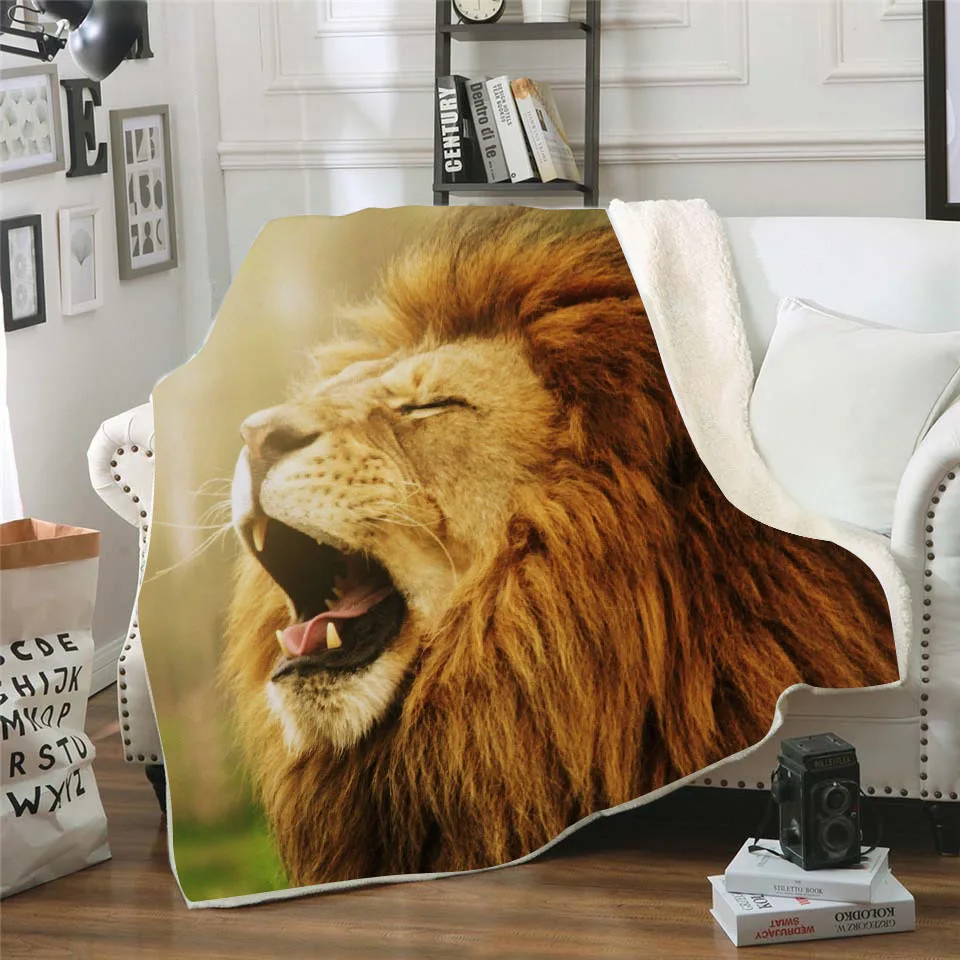 

Lion 3D Bedding Outlet Good Quality Blanket Sherpa Blanket Plush Velvet Warm Sheet Cartoon Office Nap Blanket Style 05