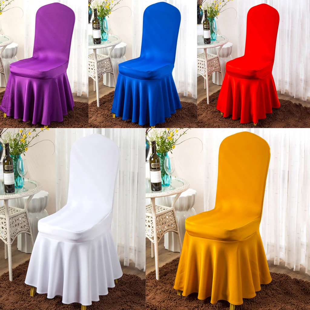 

Spandex Stretch Flat Arched Front Chair Cover for Wedding Dining Room Banquet Party Event