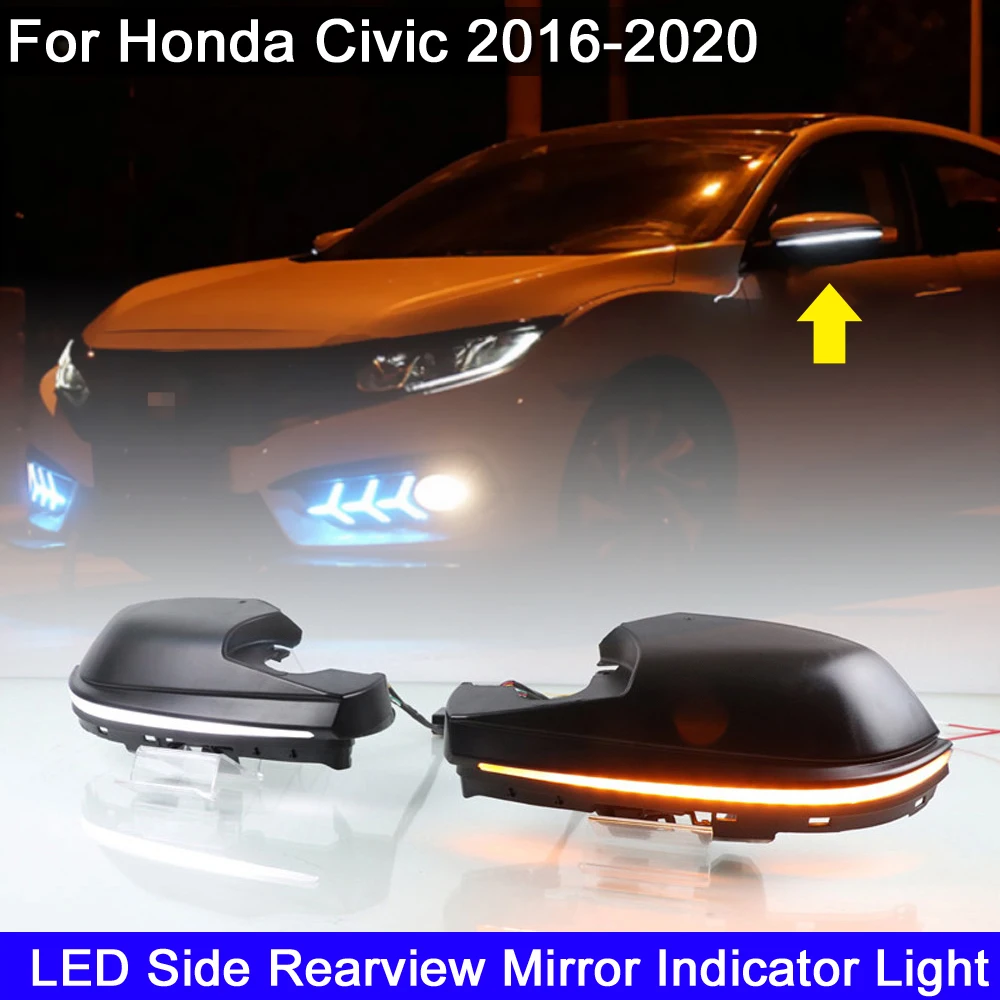 

Светодиодный динамичессветильник указатель поворота для Honda Civic 2016-2020, габаритный индикатор бокового крыла для зеркала заднего вида, лампа ...