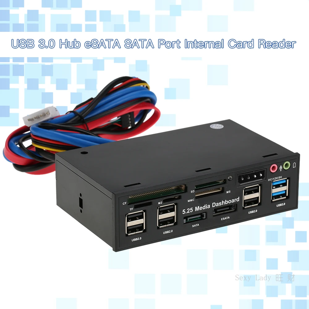 

Multi-Function Card Reader USB 3.0 Front Panel Hub eSATA SATA Port Internal Card Reader PC Dashboard Media Front Panel Audio