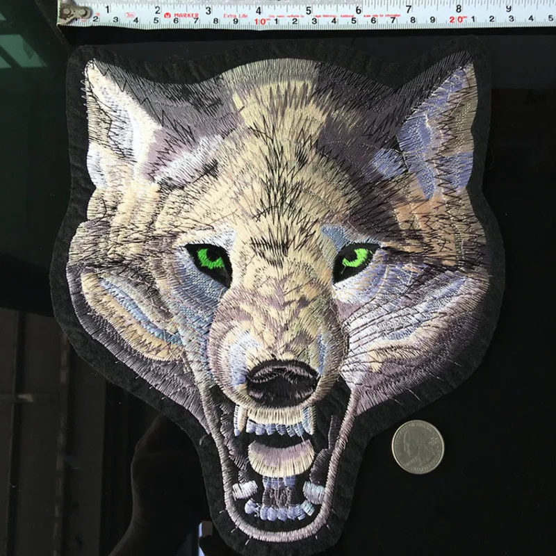 

Punk Wolf Animals Patches for Clothes Animal Sticker on Clothing Diy Big Biker Patch Cool Coat Appliques Garment Decor Parches
