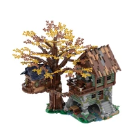 building block c4295 lonely hut country house fall foliage scene building model toy diy educational for children gifts boys