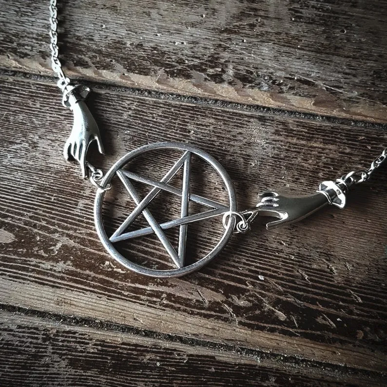 Серебряное языческое ожерелье Alter Inspired пентаграмма длинное ожерелье большой кулон готический Классический оккультный Темный подарок Мужская мода