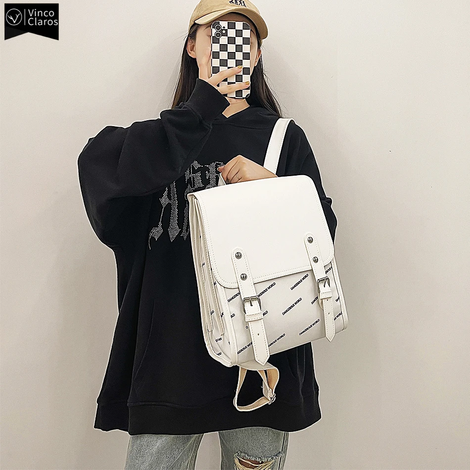 

Fashion Simple Women's Patchwork Backpack Trend College Student School Backpacks Sweet Cool Girls Bag Brand Designer Female Bag