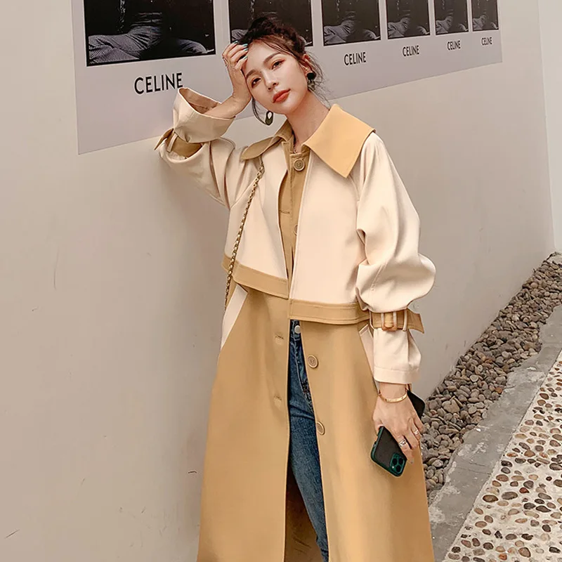 

British Style Women Trench Coat Loose Casual Turn Down Collar Single Breasted With Sashes 2021 New Spring Female Windbreaker