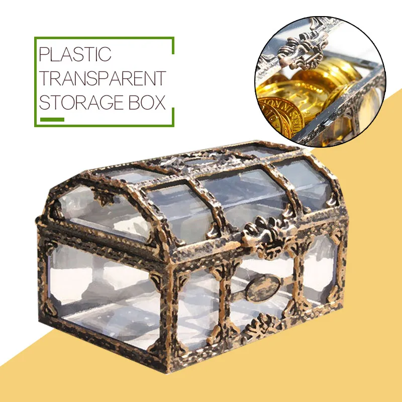 Прозрачный ящик для хранения монет пиратского дизайна компактный металлический