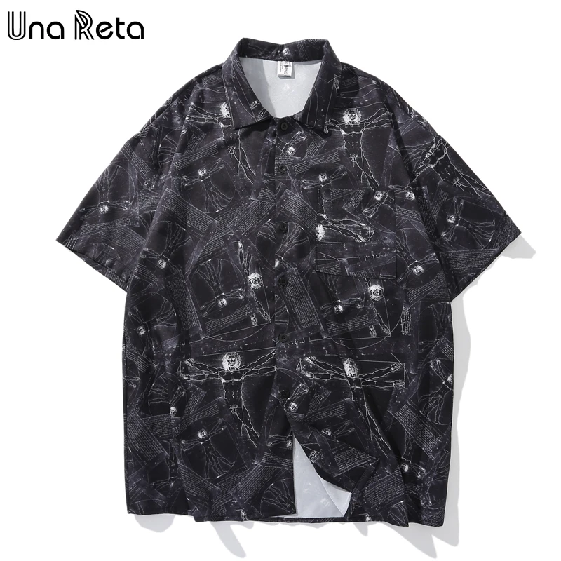 

Мужская рубашка с отложным воротником Una Reta, летняя рубашка в стиле хип-хоп с принтом, новинка 2021