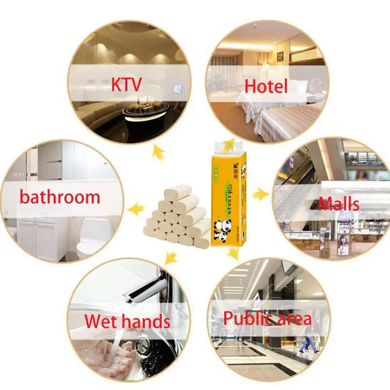 

12 Rolls Bamboo Pulp Toilet Paper Towels 4-Ply Thicken Biodegradable Bath Tissue