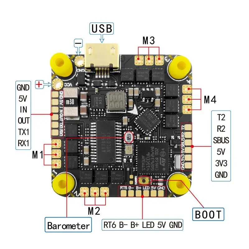 

HAKRC F411 20A AIO 26mm PWM Multishot Oneshot DSHOT Flight Controller w/ barometer for RC FPV Racer Drone DIY Accessories