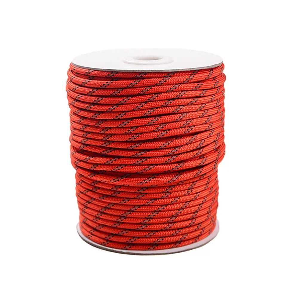 

4MM Camping Bold Reflective Tent Rope Multifunctional Awning Wind Strap Outdoor Clothes Line Orange Red 20m 30m 50m