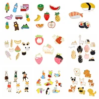 qihe jewelry 412 piece in one set cartoon pins animal fruit brooches cute kawaii enamel pins collection mix style wholesale