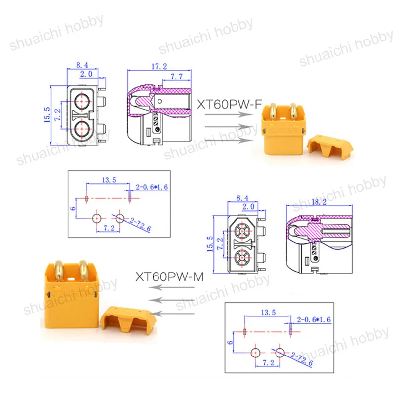 20 шт штепсельная вилка amass xt60pw 90 гр