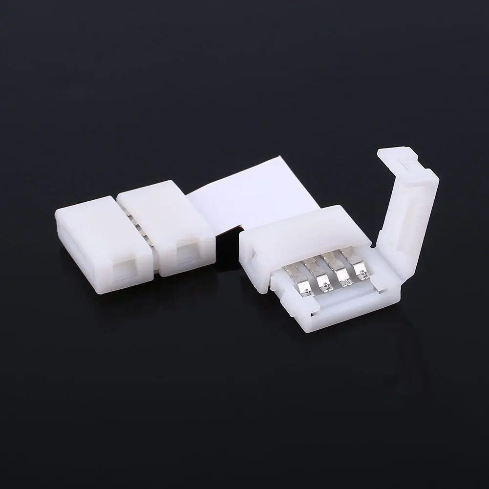 

LED RGB L Shape Strip Light Accessories Connector Lighting Adapter 10MM Solderless Fitting White 4Pin