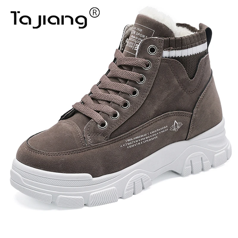 

TaJiang Casual Shoes Women 2021 Winter New Cotton Shoes Women Leather High Top White Shoes Women Korean Versatile Shoes
