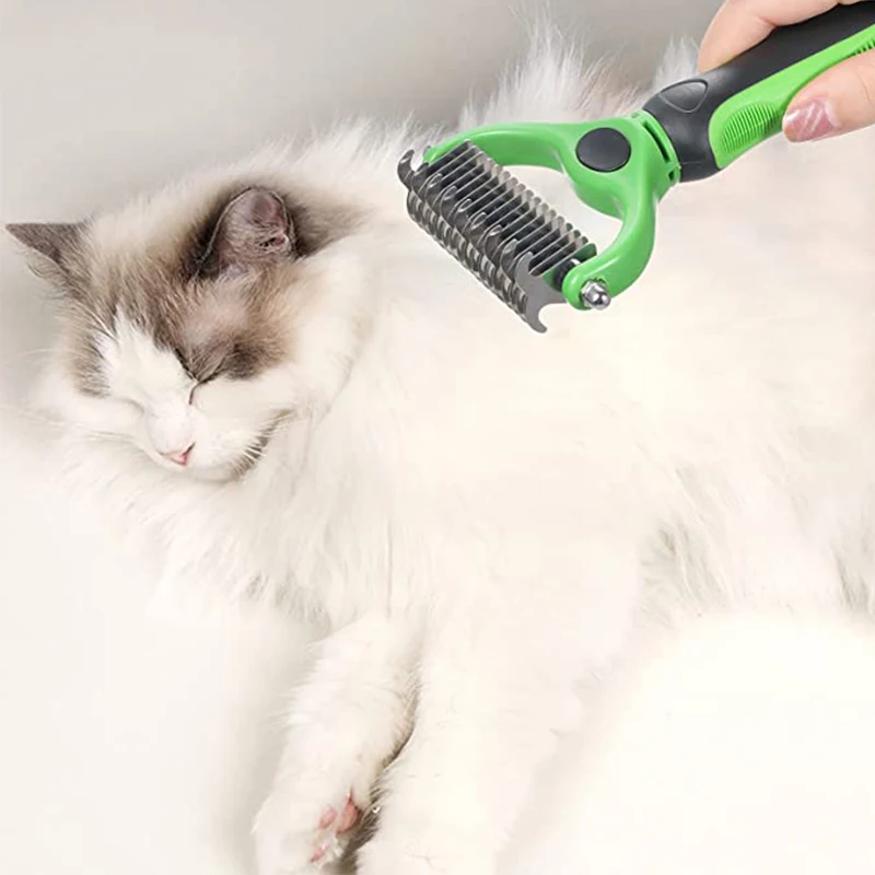 

Professional All In 1 Pet Dog Stainless Steel Round Teeth Dematting Comb Hair Removal Brush for Dogs Cats with Non-slip Handle