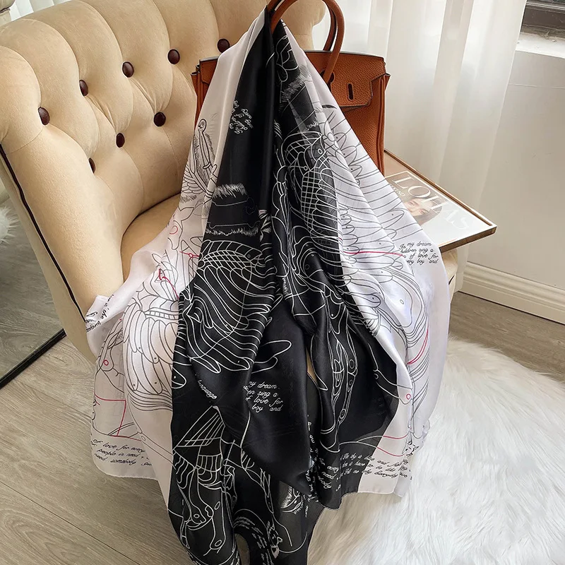 

Fashion Autumn Winter Women Scarf Floral Print Beach Sunscreen Shawls and Wraps Hijab Scarfs Female 180*90cm Scarves for Lady