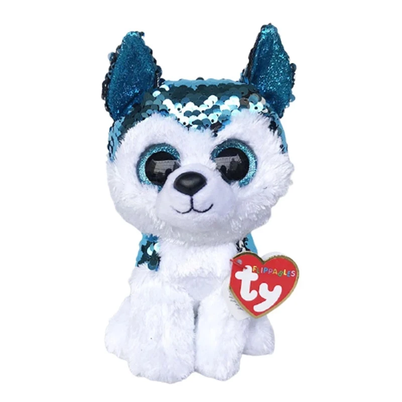 

15CM Ty Beanie Boos Reversible Dog Blue Sequins Plush Stuffed Animal Color Changing Collection Soft Doll Toy Child Birthday Gift