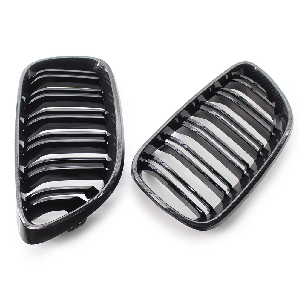

Kidney Grill Texture Frame Unique Parts Portable Carbon Fiber Gloss Black Car Ornaments for BMW F49 F48 X1 2016-2019