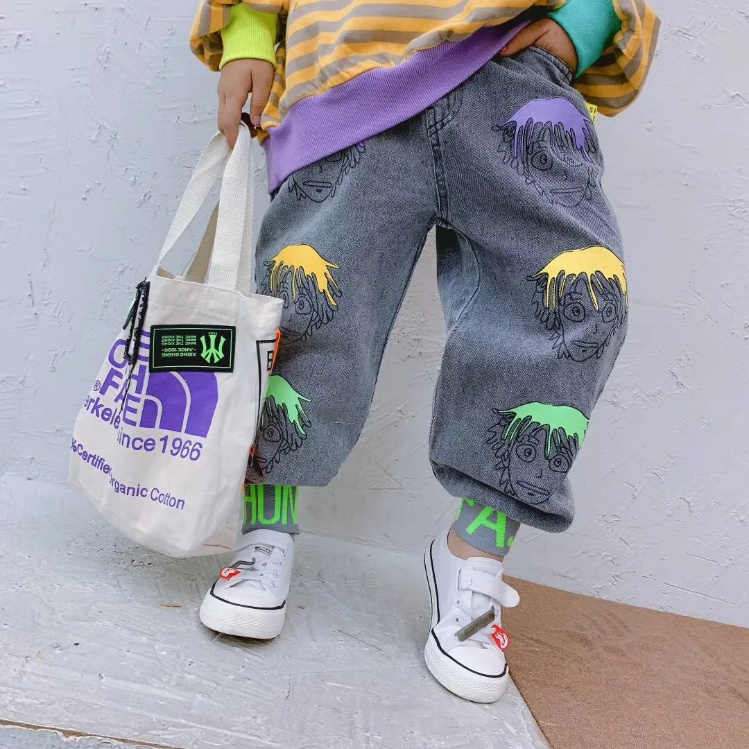 

Spring jeans 2020 new boys personality printing Harem pants turnip pants tide
