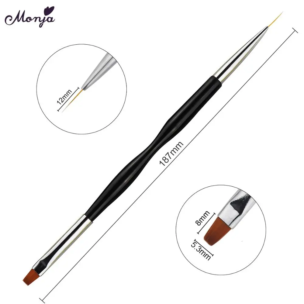 Monja двойной конец дизайна ногтей французская полоса Lnes лайнер Сделай Сам Кисть