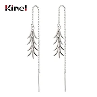 kinel 100 925 silver simple geometric chain earrings 925 sterling silver korean long drop earring for women gift jewelry