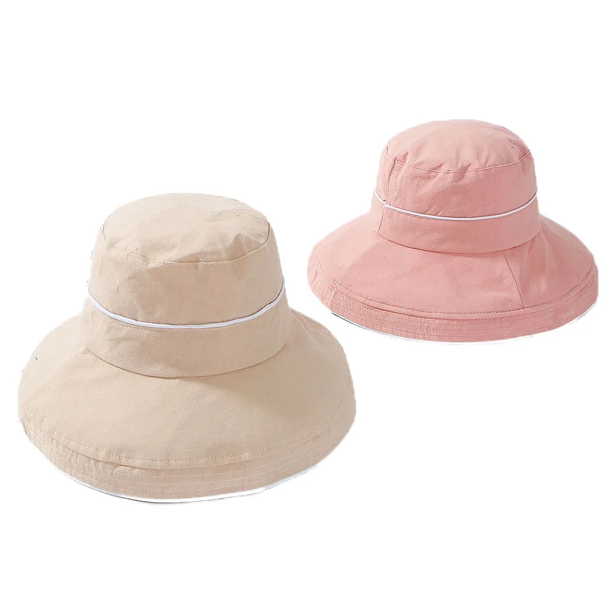 

New fashion wild big eaves sunshade fisherman hat female literature and art foldable edging cloth hat