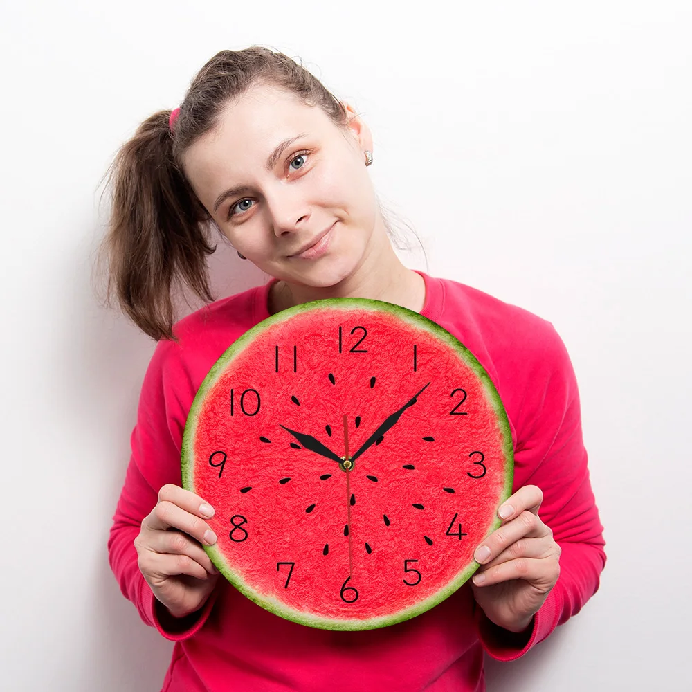 Летние Арбузные современные настенные часы с цифрами тропические кухонные