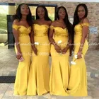 Золото желтый свадебные платья, расшитые блестками Русалка 100% реальные фотографии с вырезом лодочка Длинные рыбий хвост Свадебная вечеринка платье для женщин
