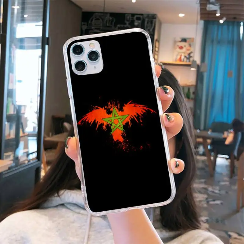 

Morocco Flag Coat Of Arms Phone Case Transparent for iPhone 6 7 8 11 12 s mini pro X XS XR MAX Plus cover funda shell