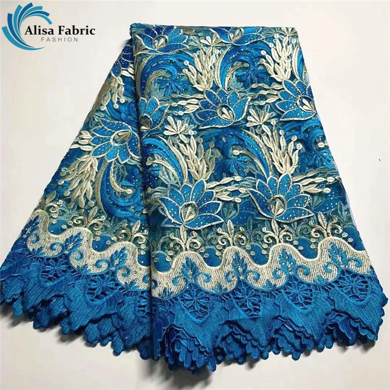 

Новейшая африканская вышивка Alisa, тюль, кружевная ткань 2021, Высококачественная французская молочная шелковая кружевная ткань с камнями, 5 яр...