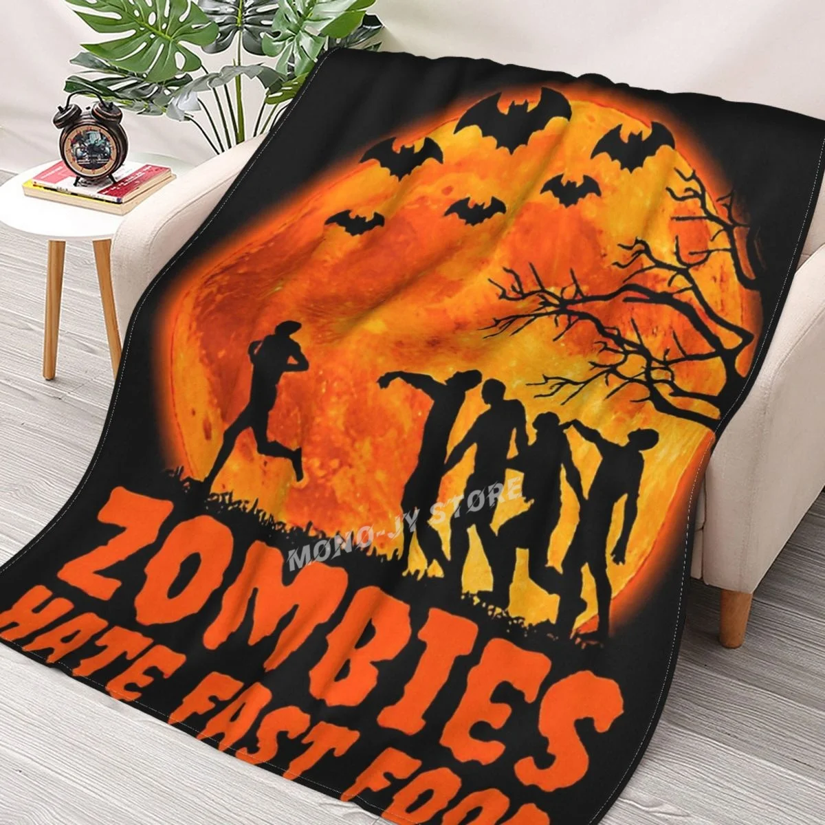 

Zombies Hate Fast Food Throw Blanket Sherpa Blanket Bedding soft Blankets
