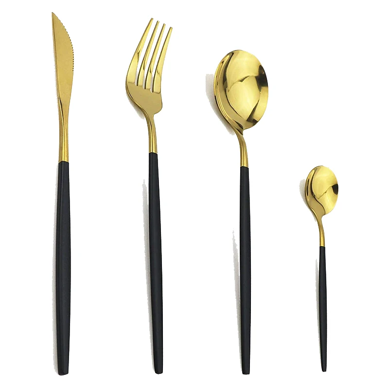 

Cutlery Set Stainless Steel Reusable Dinnerware Set 24Pcs Kitchen Tableware Set Knife Fork Spoon Dinner Set